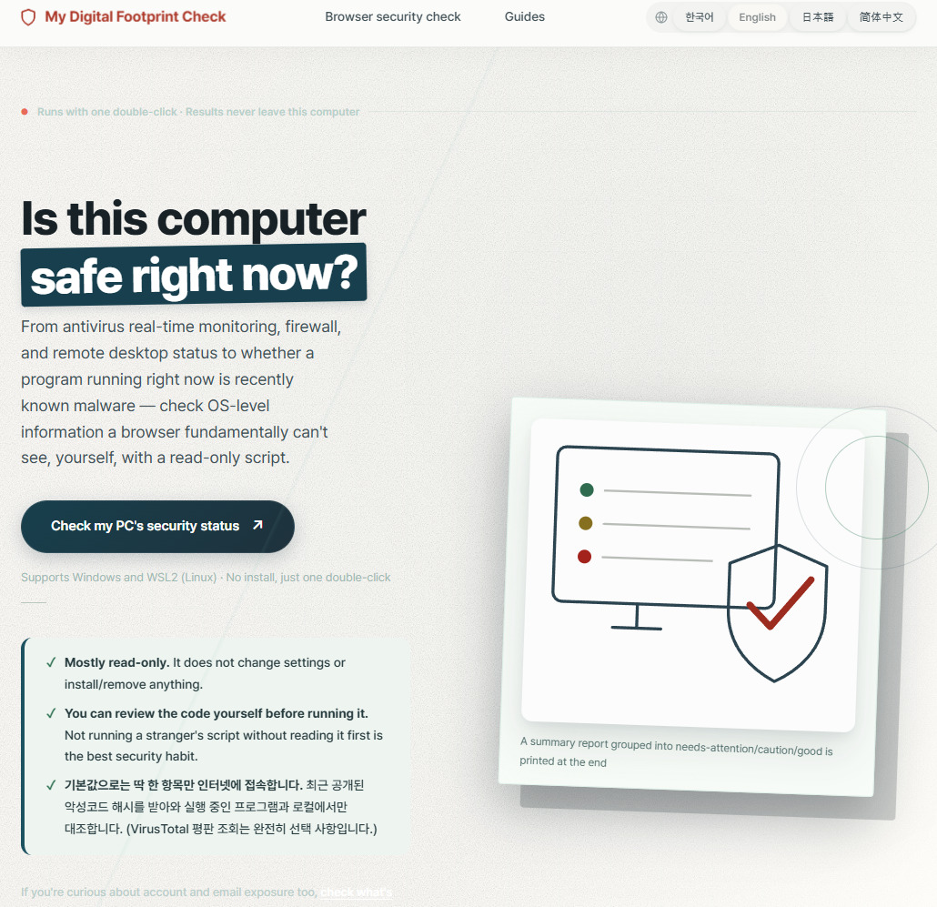 My Digital Footprint Check — PC security check and personal info exposure diagnosis